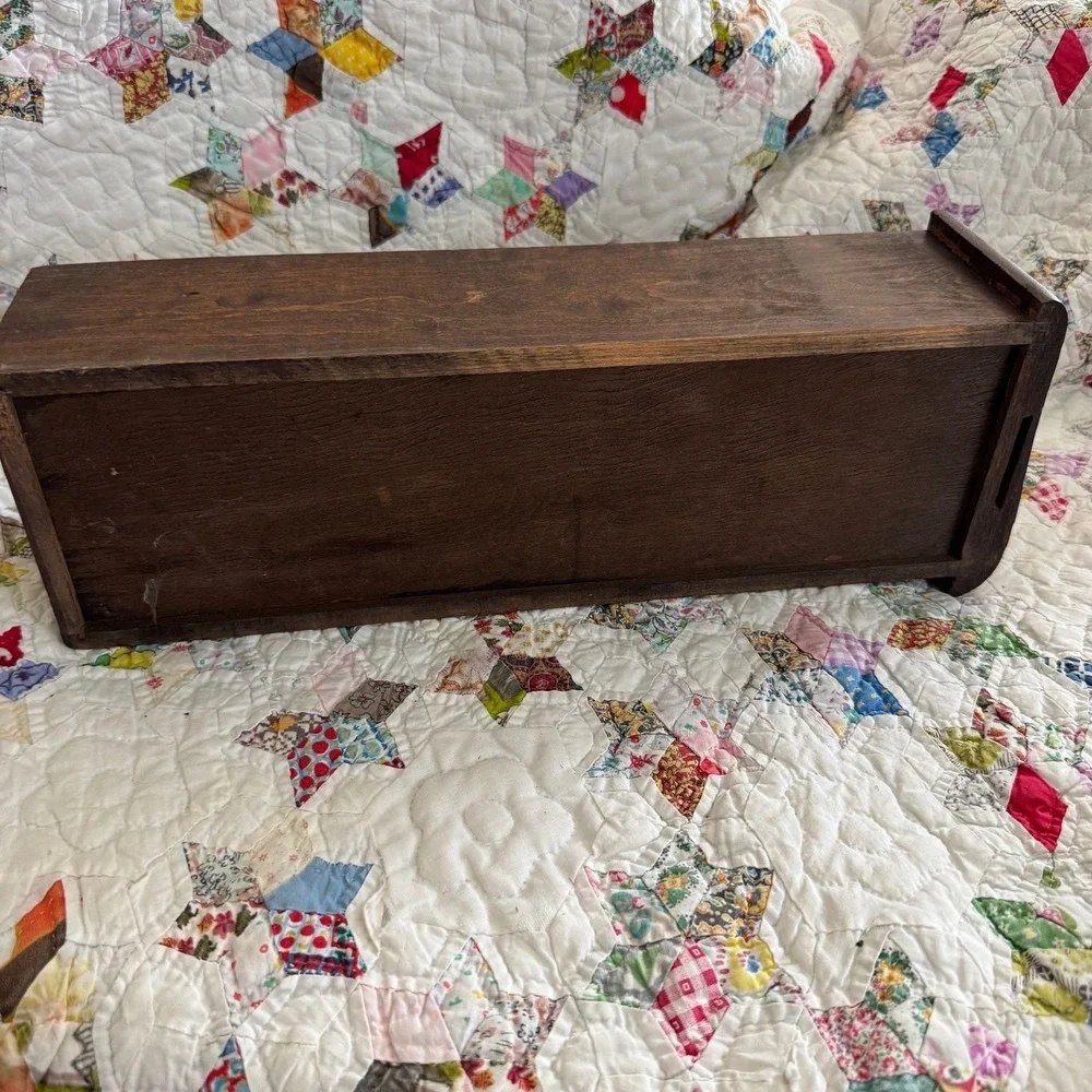 Antique Hand Carved Primitive Wood Drawer Storage Box Rustic Branch Handle 16in
